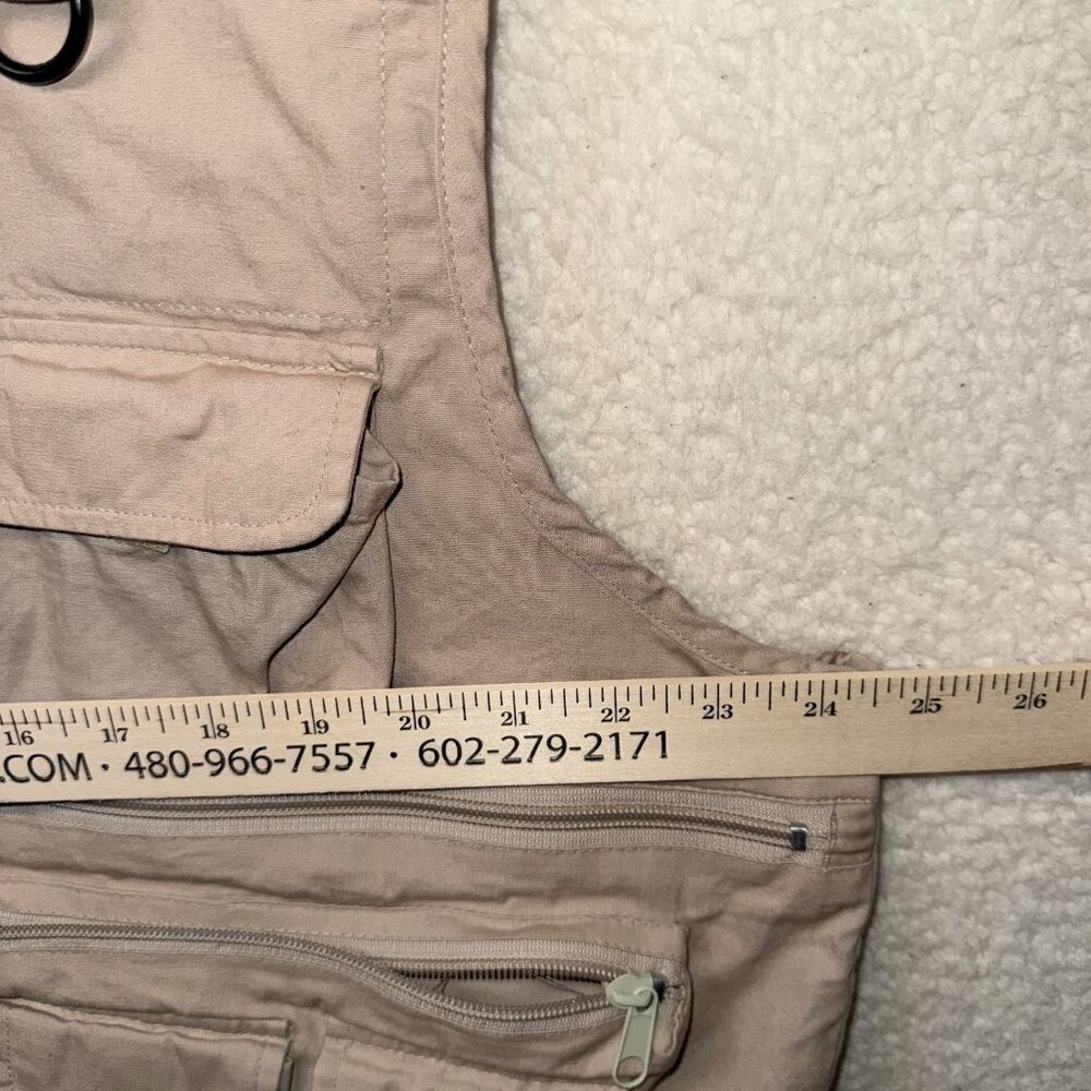 White River Fly Trout Fishing Outdoor Khaki Tackle Bait Vest Large Pockets - Picture 5 of 6